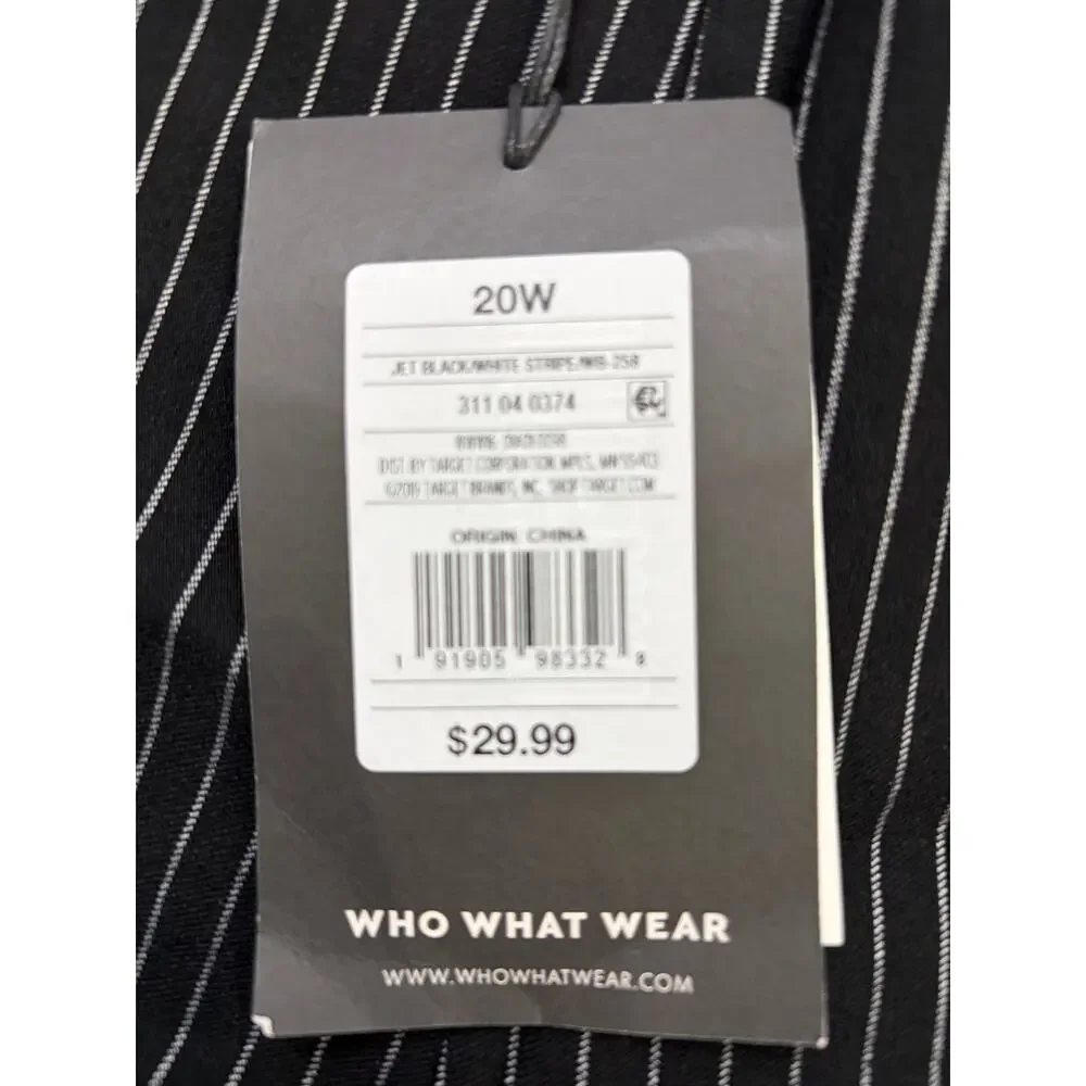Who What Wear Womens Pinstripe Pants 20W Black White High Rise Crop Stretch NWT